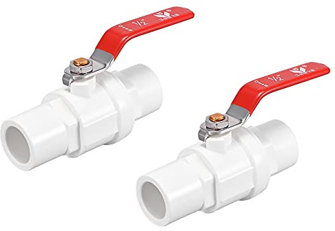 sourcing map Ball Valve, 20mm ID PVC Socket End Shut off Valve for Aquarium Setup, Sump Pump, Pool, Garden Sprinkler White Red 2Pcs