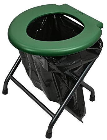 24ocean Mobile Klapptoilette Set Grün WC Klo Camping, Gestell Schwarz, 30 Einweg Beutel
