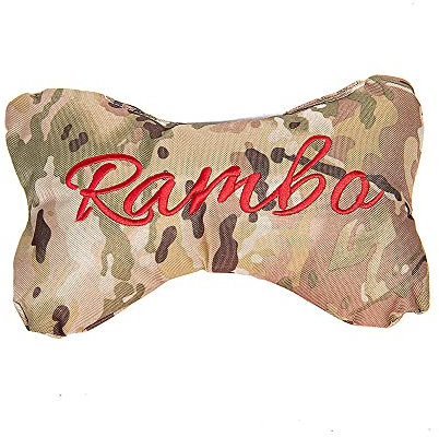Personalisiertes Hundeknochen Plüschtier Kissen für Welpen mit individueller Stickerei und Pfotenmuster Hund Schlaf Kauspielzeug für Welpen Hunde Interaktives Beißspielzeug - Grün Camouflage
