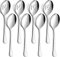 Set da 8 cucchiai da portata grandi, 4 cucchiai da portata grandi, 4 cucchiai da portata scanalati, in acciaio inox per cene a buffet e ristorante, 20,5 cm (argento)