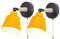 iDEGU Lot de 2 Appliques Murales Rétro Vintage E27 Luminaire Plafonnier Industriel en Bois et Métal Réglable Lampe Murale Interieur avec Interrupteur Applique Moderne pour Chambre Entrée Salon (Jaune)