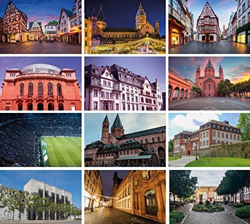 Huurdies ® - Luxus Deutschland postkarten - Postkartenset von Deutschen Städten - 10x15cm - Eine Foto- und eine Schreibseite (Mainz)