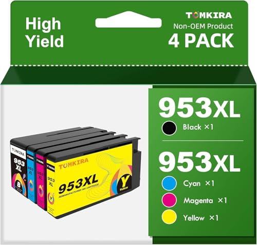 953 XL 953XL Druckerpatronen Multipack Wiederaufbereitet für HP 953XL Multipack Druckerpatronen Kompatibel für HP Officejet Pro 8715 8710 7720 7740 8720 8725 8210 (1 Schwarz 1 Cyan 1 Magenta 1 Gelb)