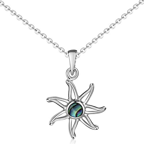 Materia Halskette Damen Silber 925 Sonne - Perlmutt Anhänger grün KA-506-Grün_K141