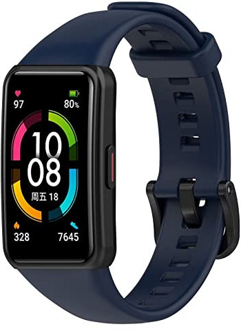 FTRONGRT Correa para Huawei Band 6 Pro, Flexible Silicona Reloj de Recambio Ajustable Brazalete Smart Watch Correa.-Azul Medianoche