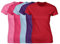 COOZO Ladies Soft Ringspun Cotton Pack of 5 Short Sleeve T-Shirts - Azalea/Heliconia/Light Blue/Purple/Red - M