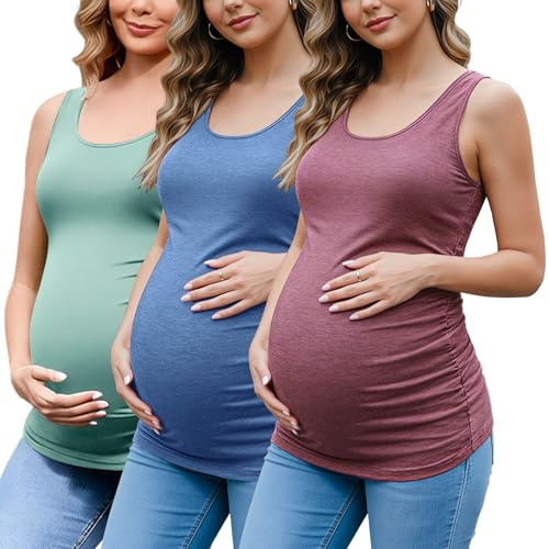 Umstands-Tanktops für Damen, gerüscht, ärmellos, Basic-Tops, Umstandsshirt, Weste, Schwangerschafts-T-Shirt