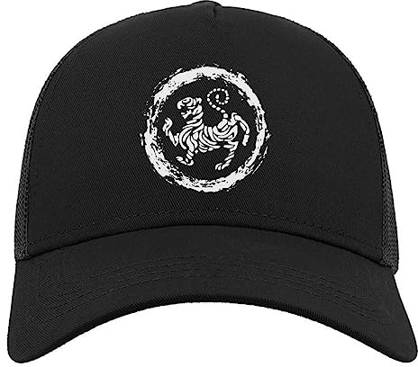 Shotokan Karate Martial Arts Tiger Graphic Halbmaschige Trucker-Cap-Baseballmütze aus Baumwolle Schwarz