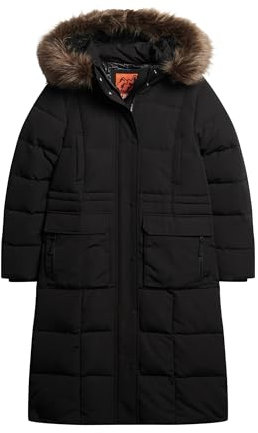 Superdry Everest Longline Puffer Coat Veste, Noir de Jet, 36 Femme