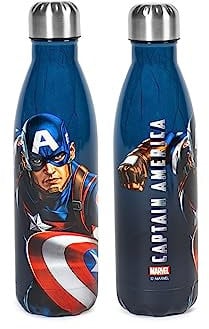 H&H Capitan America Bottiglia Termica Bimbo, Borraccia in Acciaio Inox, Decorata, Lt 0,5, Ermetica, BPA Free