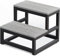 LIANTRAL Marchepied pour adultes et enfants, tabouret à 2 niveaux, en acier robuste et tabouret en bois stable, capacité de charge jusqu'à 200 kg, marchepied pour lit, cuisine, salle de bain, gris