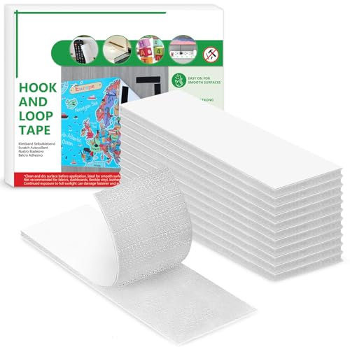 Blooven Autoadesivo Nastro Adesivo 12 PCS 30 x 100 mm, Autoadesivo Forte Universale (12 Pezzi 30 x 100mm, Bianco)