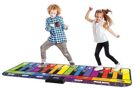 ZIPPY MAT Tappetino per pianoforte per bambini, tastiera musicale gigante da pavimento, 10 canzoni incorporate, 8 strumenti, regalo per feste e balli per ragazzi, ragazze, bambini e famiglie.