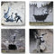 Ukraine Banksy Bilderset-L als Leinwandbilder - je 50x50cm groß - aufhängefertig zum Dekorieren. Banksy Graffiti Kunst für die 4 Wände. Ideal auch zum verschenken