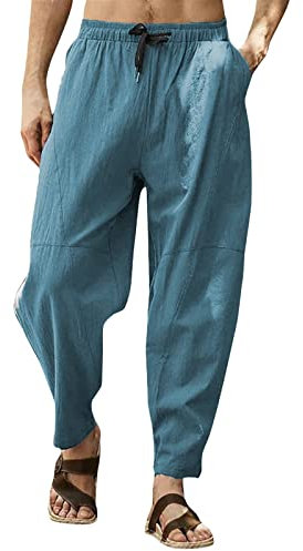 GXYANiaoy Herren Hose Lang Slim Fit Baumwolle Leinenhose Freizeit Stretch Leicht Mit Taschen Sommerhose Linenpants Mit Taschen Breit Lang Chinohose Trousers