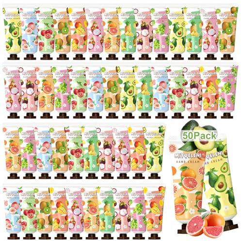50Pack Hand Cream,Gift Set for Women, Mini Hand Cream with Natural Fruit Flavour,Daily Moisturising Cream for Winter Rough Dry Hands,Travel Size Hand Lotion Bulk Gift Sets, Christmas gifts (1000ml)