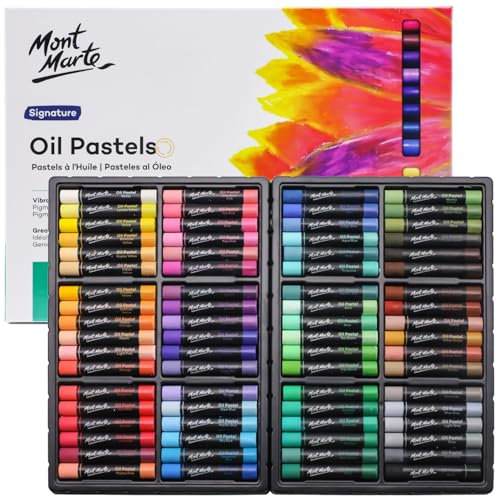 MONT MARTE Oil Pastels Signature 72pc, 72 Assorted Colors, Vibrant Oil Pastel Set, Great Blending and Layering, Ideal for Art, Craft, Coloring and Sketching