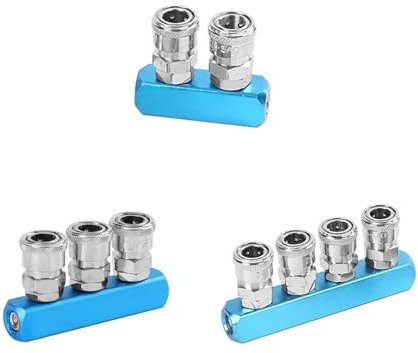3 pezzi in alluminio compressore d'aria splitter, 2 vie 3 vie 4 vie dritto raccordo collettore raccordo raccordo tubo aria splitter accoppiatore