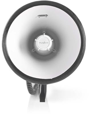 Megaphon - Maximale Reichweite: 1500 m - max. Lautstärke-Regler: 120 dB - Abnehmbares Mikrofon - Eingebaute Sirene - Aufnahmefunktion - USB Wiedergabe - Schulterriemen - Schwarz/Weiss