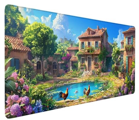 Tappetino Mouse XXL 1500x800MM, Tappetino Gaming Verde Tappeto Scrivania Primavera, Waterproof Base in Gomma Antiscivolo Mouse Pad, Bordi Cuciti Tappetino PC, per Gaming e Ufficio, Casa Decorare 6-T