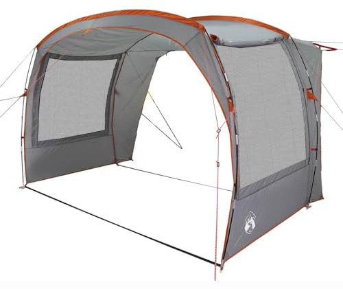 vidaxl car tent - grey/orange vehicle shelter - waterproof camping cover - 340x213x230cm - polyester pu coating - portable camping shade - car tarp awning - festival, hiking, outdoor adventure gear