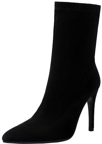 Onewus Stivaletti da donna alla moda, versatili, in pelle scamosciata sintetica con punta a punta e tacco a spillo da 8 cm, design comodo e chic, Nero , 38 EU