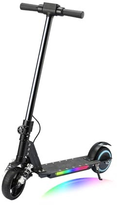 KHHK 6,5 Elektroroller für Kinder mit LED-Lichtern, vorderem Doppelfederstoßdämpfer, 130W Motor, max. Geschwindigkeit 14 km/h, Faltbarer E-Scooter für Kinder von 6-14 Jahren (Schwarz)