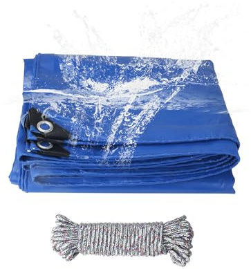 KJLEEN Tarpaulin Waterproof Heavy Duty 440GSM Blue Tarpaulin 2x3m, UV-Anti PVC Tarp with Reinforced Eyelets & Rope, Waterproof Cover for Outdoor Garden Furniture Pool Ground Sheet Multipurpose Cover