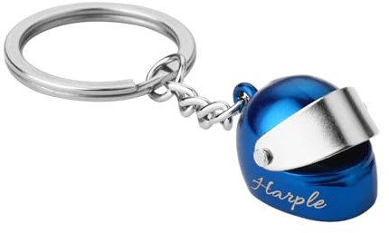 Porte Clef Personnalisable, Porte Clé Personnalisé en Métal, Cadeau Fete des Peres personnalisé, Idée Cadeau St-Valentin, Porte-clés Casque de Moto, Accessoires Moto (Casque Bleu)