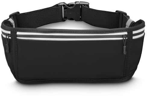 Gürteltasche für Telefon, Gürtel, reflektierend, Schwarz