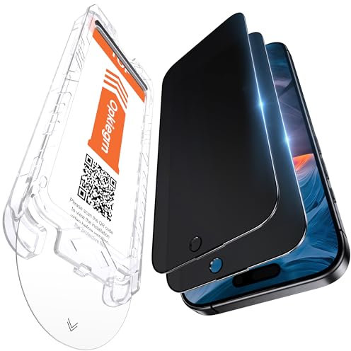 Opkiegrn Full Screen Sichtschutz für iPhone 16/iPhone 15 6,1 Zoll mit Einfaches Installationswerkzeug, Kratzfest Stoßfest Anti-Öl Anti-Bläschen TOP Härte Sichtschutz Schutzfolie, 2 Stück