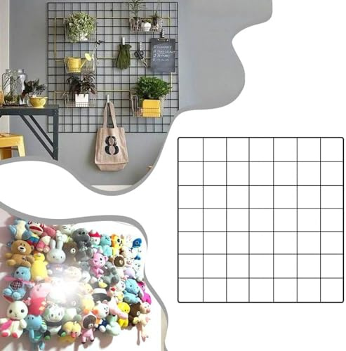 Wandgitter-Panel – 34,4 x 34,4 cm Metalldraht, für Foto-Bilder, Hängeorganizer, Netz-Memoboard für Bastel-Shows, Zuhause und Einzelhandel, Schwarz