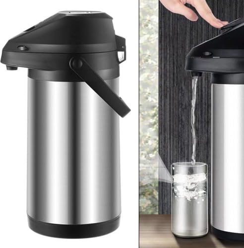 Carafe à café isotherme en acier inoxydable avec couvercle à pompe pour un minimum de déversements et un maximum de plaisir, capacité de 1,6 l