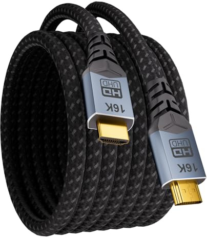 CABLAPTOP hdmi cable 5m,16K 8K HDMI 2.2 Cable,96Gbps Ultra High Speed HDMI Cable 4K 480Hz 240Hz 120Hz 8K 10K 16K 60Hz eARC Netflix HDCP 2.3 2.2 DTS:X HDR10+ TV Monitor Projector Roku Sky-Q Gaming PC