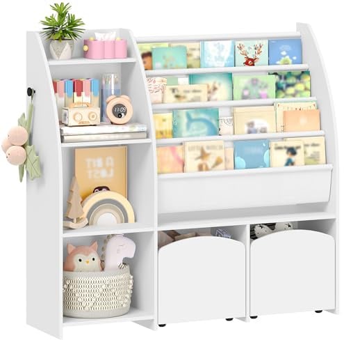 Hzuaneri Bibliothèque Enfants Porte-journaux, 30 x 105 x 100 cm, Blanc