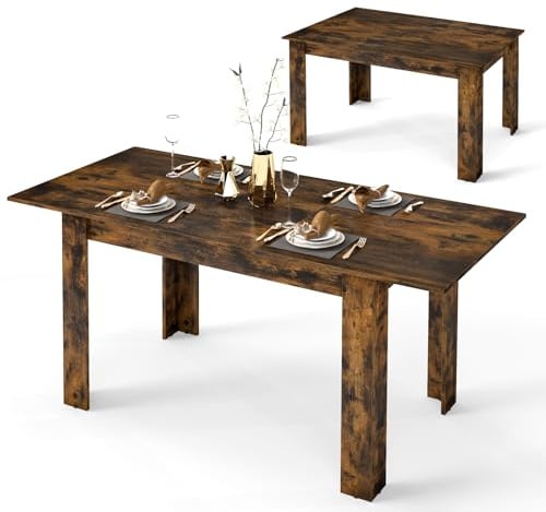 LIFEZEAL Mesa de Comedor Extensible 158 X 70 cm, Mesa de Jantar Rectangular, Capacidad Maxima 110kg Mesa Cocina para 4-6 Personas, Mesa Estilo Moderno con Tablero para el Salón (Marrón)