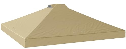 Outsunny Toile de Rechange pour Tonnelle 3 x 3 m avec 8 Trous de Drainage et Double Ventilation, UV50+, Imperméable, crème, Toile Inclus Uniquement