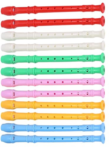ibasenice 12 St Plastblockflöjt för Pojke Tysk Sopranblockflöjt med Rengöringsstav Lätt och Säker Nybörjarinstrument för Musiklektioner och Grundläggande Övningar