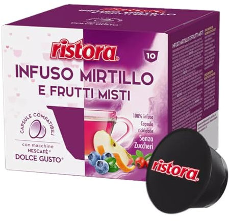 Ristora 40 Blueberry and Mixed Fruit Infused Capsules compatible with Nescafé Dolce Gusto