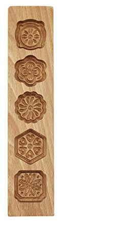 leoyoubei 5 Flower Environmental Wooden Muffin And Mooncake Cups Handmade Soap Molds Biscuit Chocolate Ice Cake candy - Baking Decoration Cutter Mold 12.5 Wood color