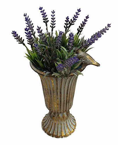 Pokal Amphore Dekovase Vase Blumenvase Antik Metall Vintage Deko Retro Design (Gold)