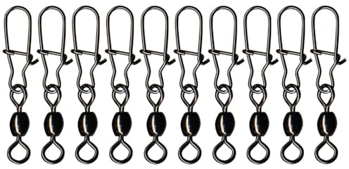 FTM Seika Pro Spin Wirbel mit Duo Lock Karabiner - 10 Angelwirbel zum Spinnfischen auf Hechte, Zander & Barsche, Einhänger, Snaps, Größe/Tragkraft:Gr, 7 / 9kg