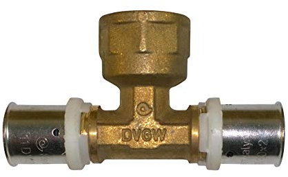 Press-T-Stück Messing 20 x 3/4 x 20 mm mit Innengewinde DVGW Pressfitting