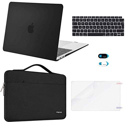 MOSISO Compatible with MacBook Air 13 inch Case 2021 2020 2019 2018 M1 A2337/2179/1932, Hard Shell for MacBook Air M1 Case 13.3 inch &Bag&Keyboard Skin&Webcam Cover&Screen Protector, Black