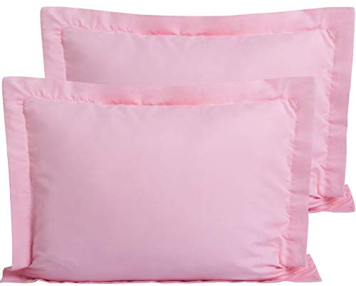 FLXXIE 2 Pack 100% Brushed Microfiber 1800 Oxford Pillowcases, Stain Fade and Wrinkle Resistant, Soft and Cozy Standard Oxford Pillow Cases | Hotel Quality Pillow Shams, Pink, 50x75 cm