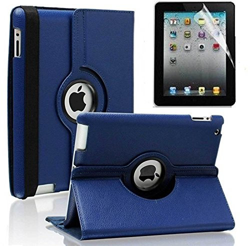 World Biz Étui pour iPad Mini 5 Mini 4, [Étui portefeuille] en cuir PU résistant aux chocs style livre à rabat rotatif à 360 °, Apple iPad Mini 4, couleur : bleu foncé
