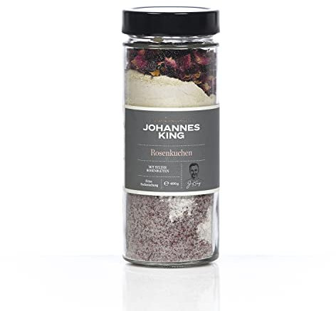 Kings Sylter Rosenkuchen, Gourmet-Backmischung im Glas, Backmischung mit hochwertigen Backzutaten, das ideale Geschenk