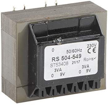 RS PRO Printtrafo, Trafo 230V ac / 9V ac 6VA 2 Ausg. 43mm x 36mm x 33mm 180g Durchsteckmontage