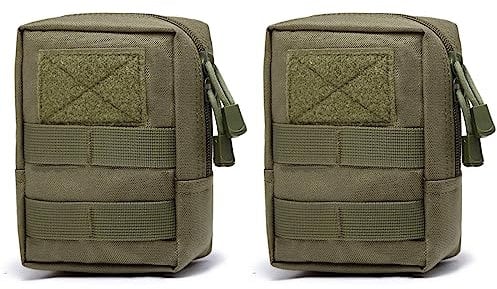 TRIWONDER Taktische Hüfttaschen, Molle Klein Tasche, Wasserdicht Gürteltasche Beutel für Camping Wandern Jagd (Grün - 2 TLG)