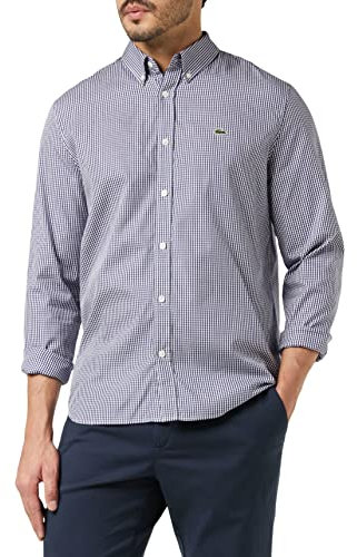 Lacoste Chemise Regular Fit Homme , Blanc/Marine, XXL